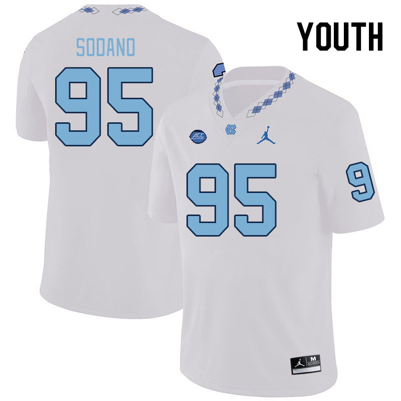 Youth #95 Nicky Sodano North Carolina Tar Heels College Football Jerseys Stitched-White